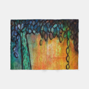Colourful Jewel Tree and Leaves Fleece Blanket