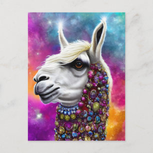 Colourful Jewelled Llama Postcard