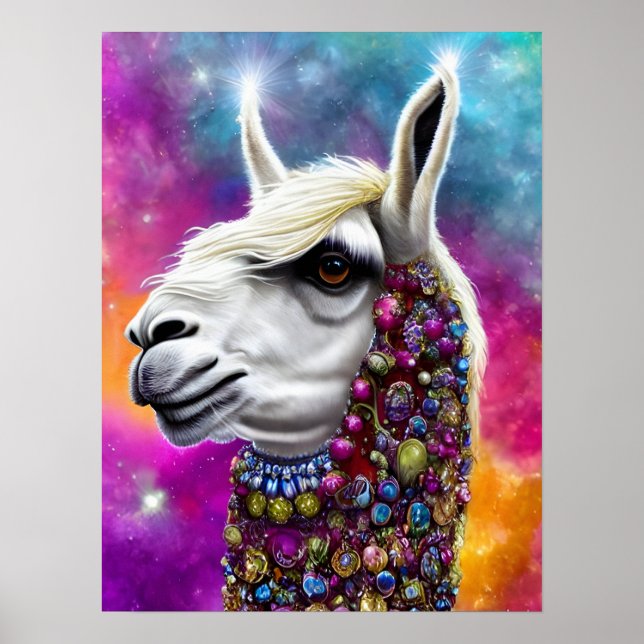 Colourful Jewelled Llama Poster (Front)