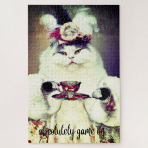 colourful jigsaw puzzel with cat&cup of tea puzzle