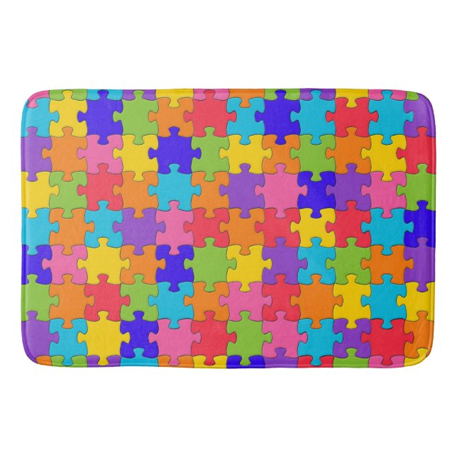 Colourful Jigsaw Puzzle Bath Mat (Front)