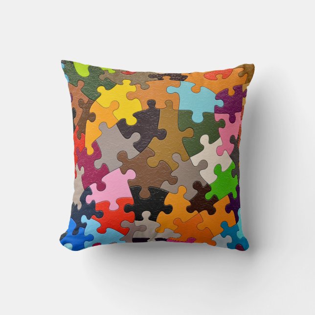 colourful jigsaw puzzle cushion (Front)