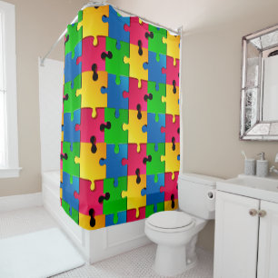 Colourful Jigsaw Puzzle - Funny and Creative Shower Curtain
