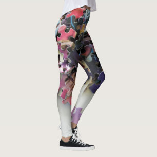 Colourful jigsaw puzzle leggings