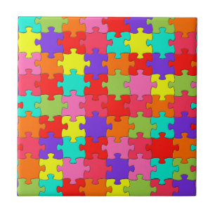 Colourful Jigsaw Puzzle Pattern Ceramic Tile