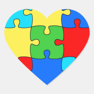 Colourful jigsaw puzzle pattern heart sticker