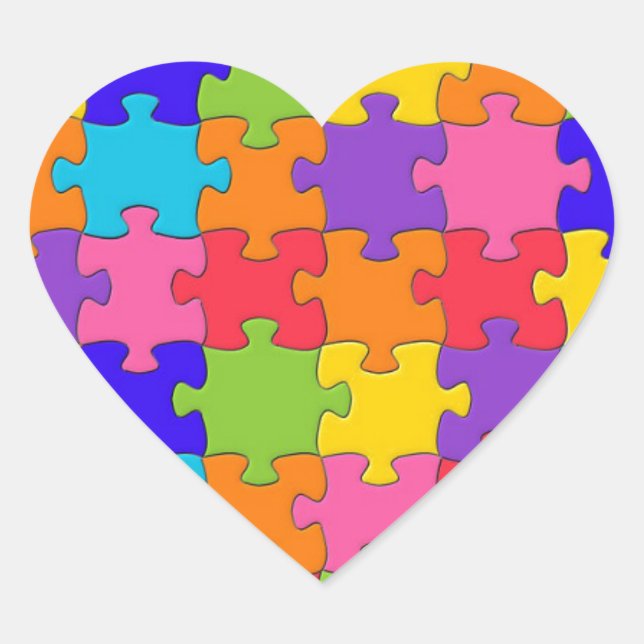 Colourful Jigsaw Puzzle Pattern Heart Sticker (Front)