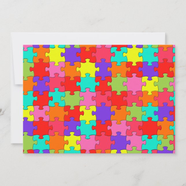 Colourful Jigsaw Puzzle Pattern Invitation (Front)