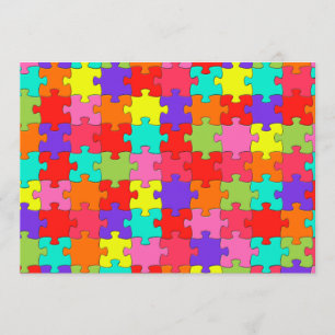 Colourful Jigsaw Puzzle Pattern Invitation