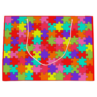 Colourful Jigsaw Puzzle Pattern Large Gift Bag
