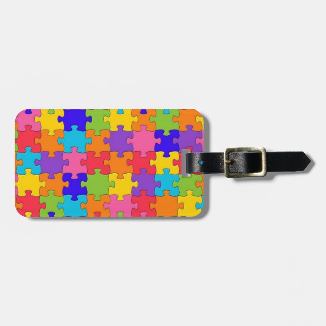 Colourful Jigsaw Puzzle Pattern Luggage Tag (Front Horizontal)