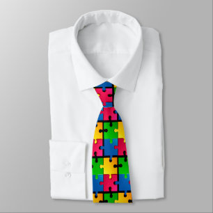 Colourful Jigsaw Puzzle Pattern Men's Necktie