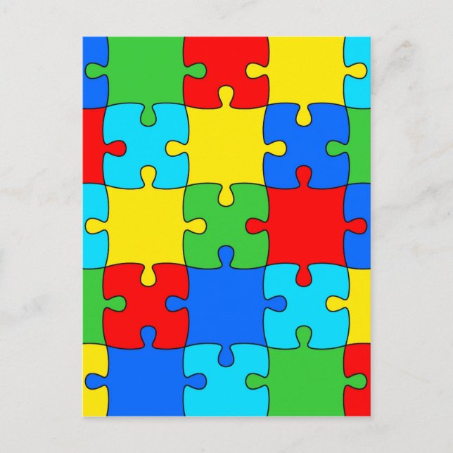 Colourful jigsaw puzzle pattern postcard (Front)