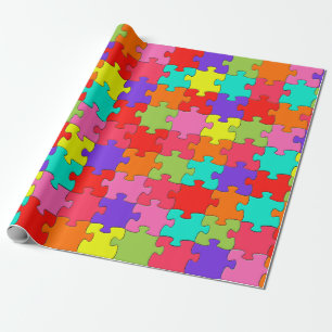 Colourful Jigsaw Puzzle Pattern Wrapping Paper