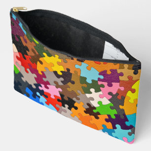 Colourful Jigsaw Puzzle Pieces Accessory Pouch