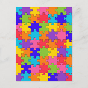 Colourful Jigsaw Puzzle Pieces Happy Puzzler Postcard