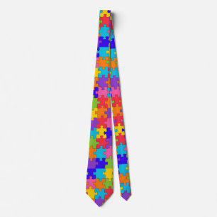 Colourful Jigsaw Puzzle Pieces Happy Puzzler Tie