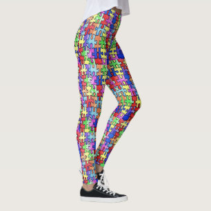 Colourful Jigsaw Puzzle Pieces Leggings
