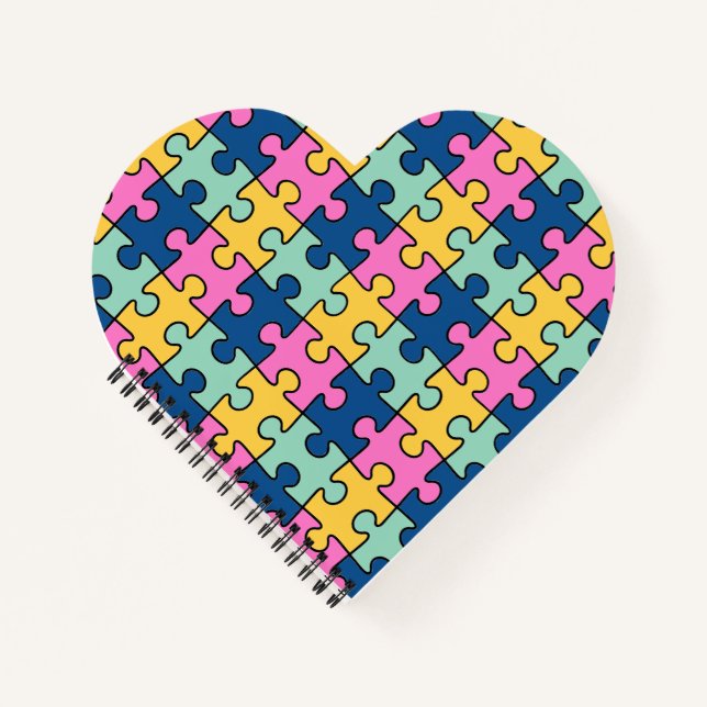 Colourful Jigsaw Puzzle Pieces  Notebook (Front)