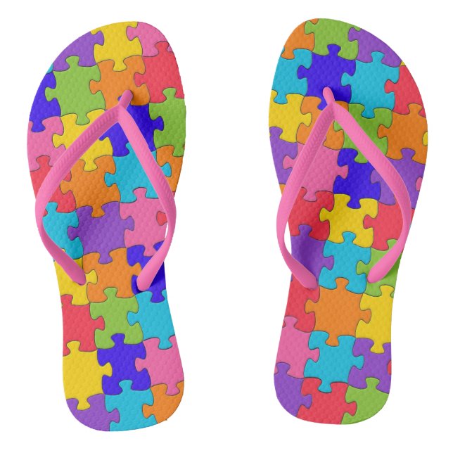 Colourful Jigsaw Puzzle Thongs (Footbed)
