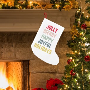 Colourful Jolly Merry Happy Joyful Holidays Small Christmas Stocking
