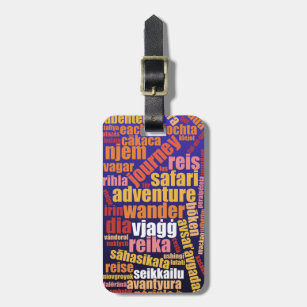 Colourful Journey in Many Languages Word Cloud Luggage Tag