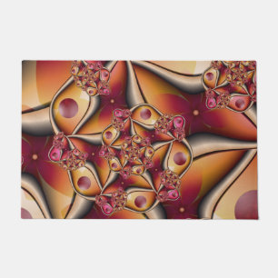 Colourful Joy Abstract Red Orange Fantasy Fractal Doormat