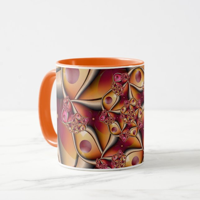 Colourful Joy Abstract Red Orange Fantasy Fractal Mug (Front Left)