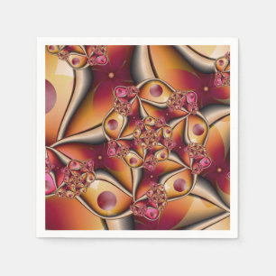 Colourful Joy Abstract Red Orange Fantasy Fractal Napkin