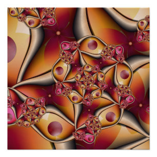 Colourful Joy Abstract Red Orange Fantasy Fractal Poster