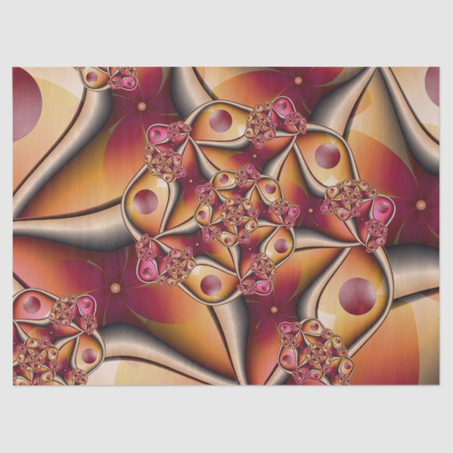 Colourful Joy Abstract Red Orange Fantasy Fractal Tissue Paper (Front)
