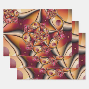 Colourful Joy Abstract Red Orange Fantasy Fractal Wrapping Paper Sheet