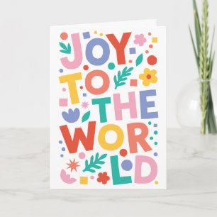Colourful Joy To The World Holiday Card