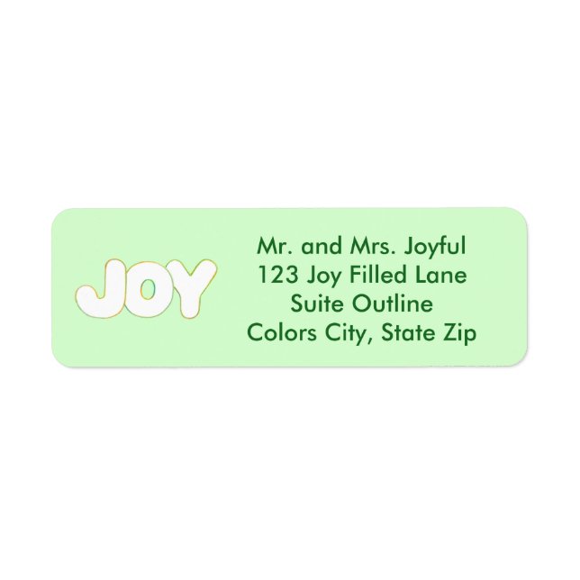 Colourful Joy Word Outline Address Labels (Front)