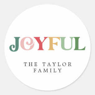 Colourful Joyful Christmas Holiday Gift Classic Round Sticker