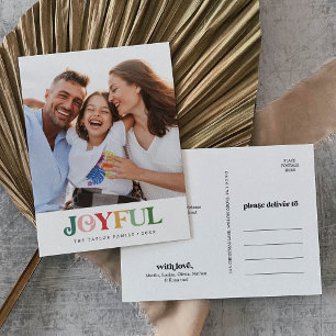 Colourful Joyful Christmas Portrait Photo Holiday Postcard