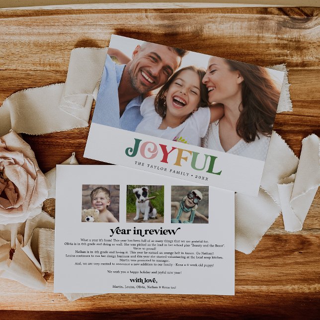 Colourful Joyful Christmas Year In Review Landscap Holiday Card (Creator Uploaded)