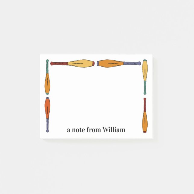 Colourful Juggling Clubs Jugglers Personalised Post-it Notes (Front)