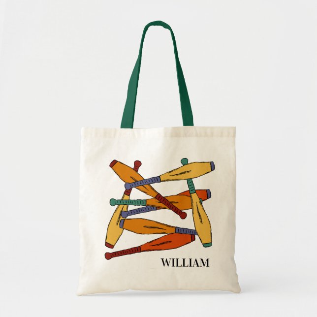 Colourful Juggling Clubs Jugglers Personalised Tote Bag (Front)