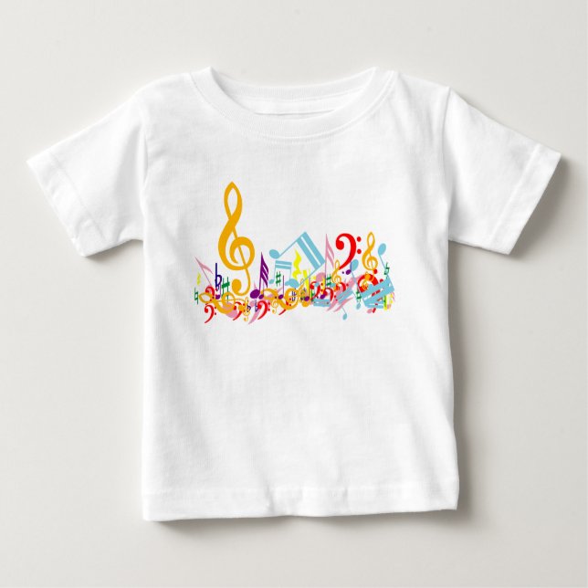 Colourful Jumbled Musical Notes Baby T-Shirt (Front)