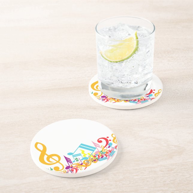 Colourful Jumbled Musical Notes Coaster (Side)