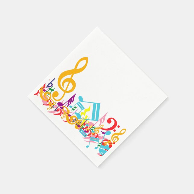 Colourful Jumbled Musical Notes Napkin (Corner)