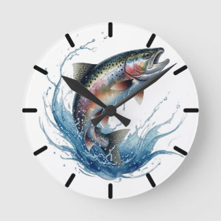 Colourful Jumping Trout Fishing Clock