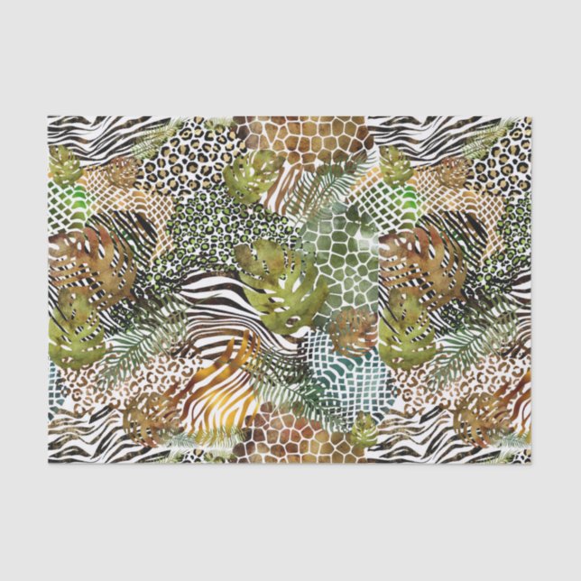 Colourful jungle animal abstract tissue paper (Front)