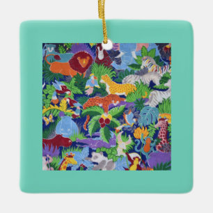 Colourful Jungle Animals Ceramic Ornament
