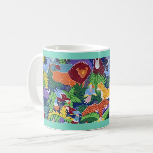 Colourful Jungle Animals Coffee Mug (Front Left)