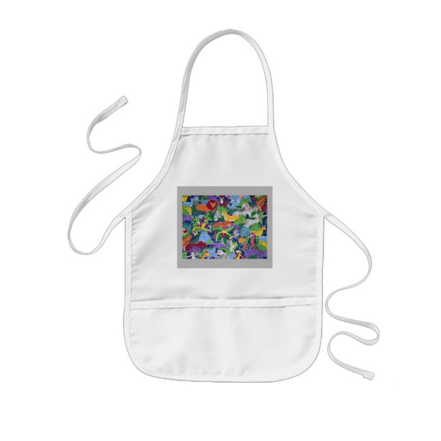Colourful Jungle Animals Kids Apron (Front)