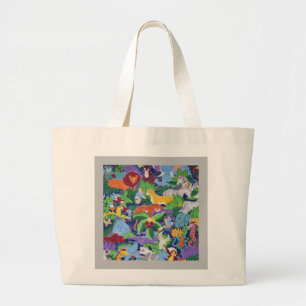 Colourful Jungle Animals Large Tote Bag