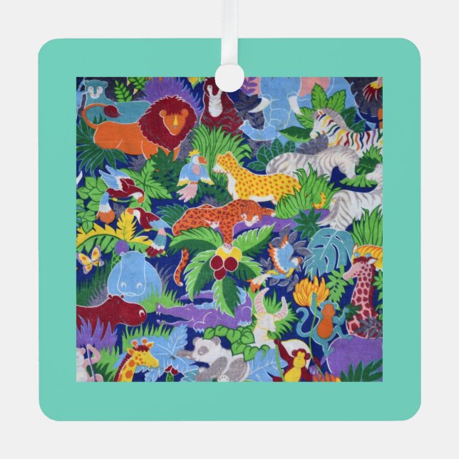 Colourful Jungle Animals Metal Tree Decoration (Front)