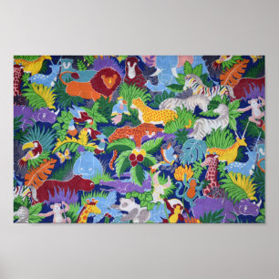 Colourful Jungle Animals Poster